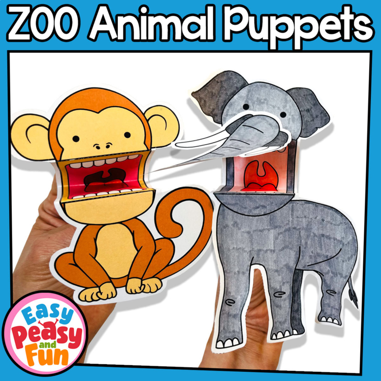 Puppets Jungle Animals Crafts, Printables for Jungle, Rainforest or ZOO Theme