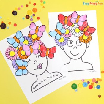 Butterfly and Flower Hair Portraits Art Spring Craft or Bulletin Board Display, image 2