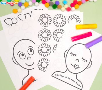 Butterfly and Flower Hair Portraits Art Spring Craft or Bulletin Board Display, image 3