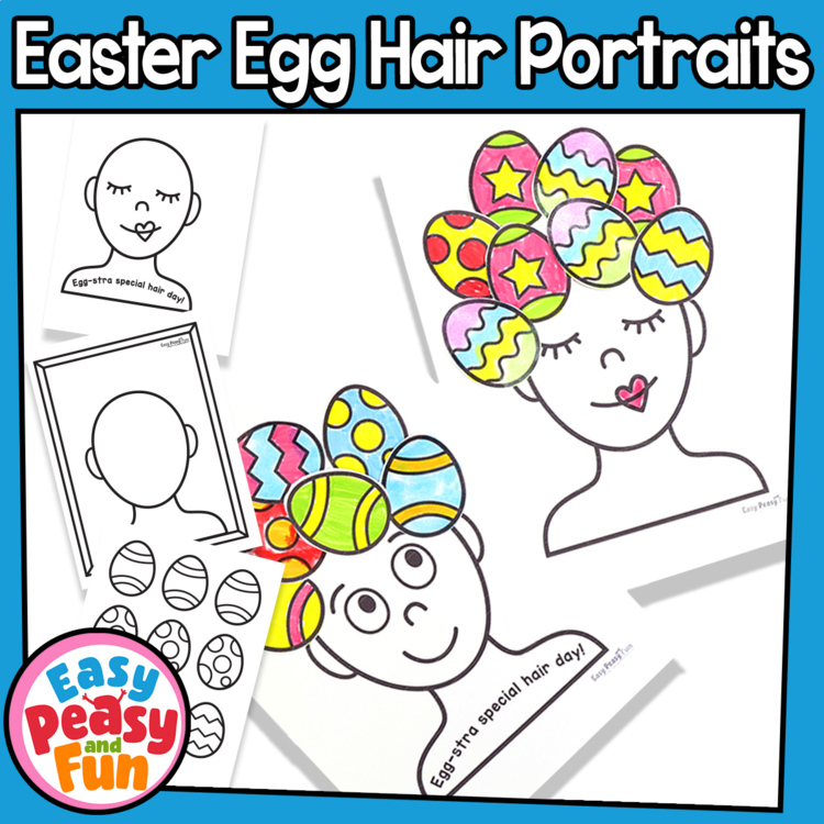 Easter Egg Hair Portraits Easter Craft or Art - Bulletin Board Display