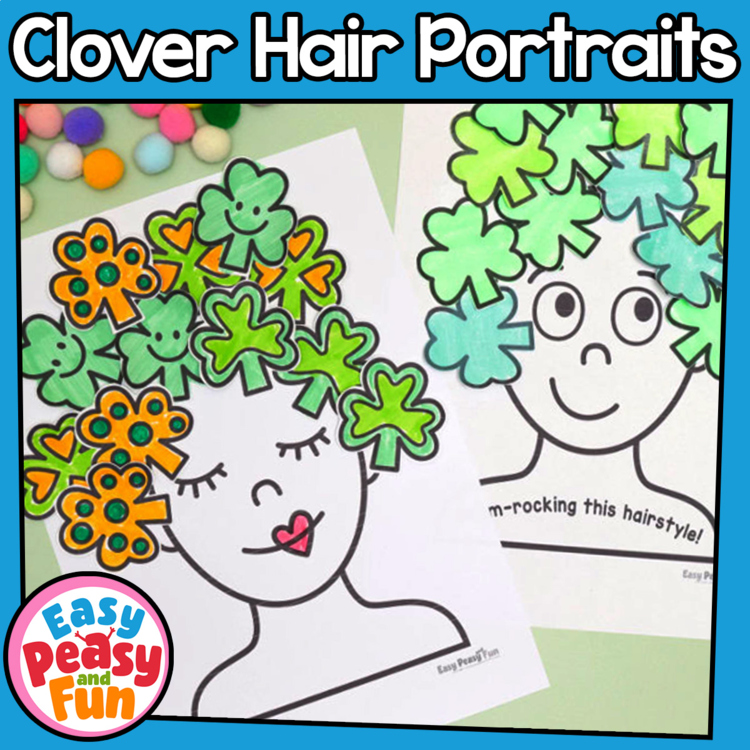 Clover Hair Portraits St. Patricks Day Craft or Art - Bulletin Board Display