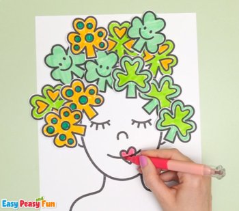 Clover Hair Portraits St. Patricks Day Craft or Art - Bulletin Board Display, image 4