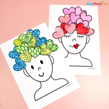 Heart Hair Portraits Valentines Day Craft - Love Themed Bulletin Board Display, image 3