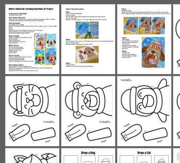 Catching Snowflakes Winter Art Lesson Dog, Penguin, Bear and more Winter Crafts, image 4