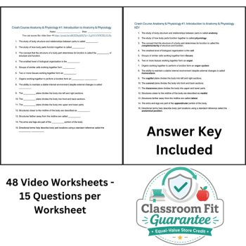 Crash Course ANATOMY & PHYSIOLOGY Video Worksheets | 48 Episode Bundle, image 3