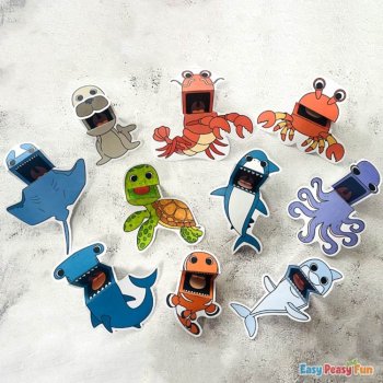 Mini Puppets Sea Animals Crafts, Printable Ocean Animals Paper Puppets, image 3