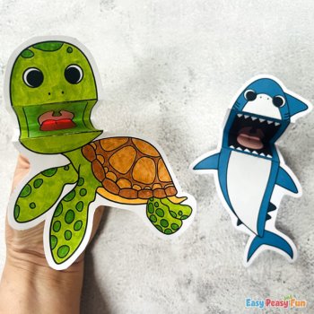 Mini Puppets Sea Animals Crafts, Printable Ocean Animals Paper Puppets, image 4
