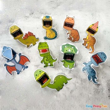 Mini Puppets Dinosaur Crafts, 10 Dino Printable Paper Puppets, image 4