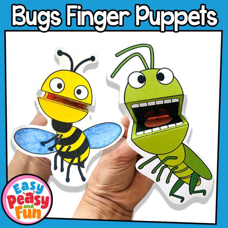 Printable Bug Puppets, Insect Crafts Templates; Bee, Buttertly, Ladybug and more
