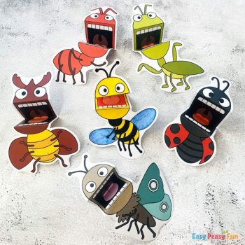Printable Bug Puppets, Insect Crafts Templates; Bee, Buttertly, Ladybug and more, image 3