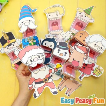 Printable Christmas Puppets, Christmas Craft Template; Santa, Reindeer..., image 3