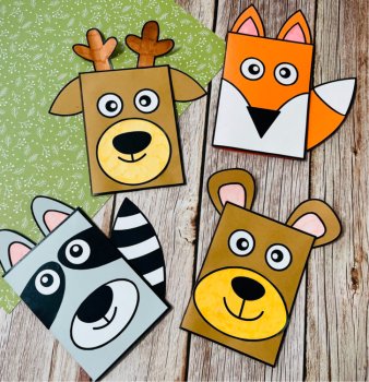 Build a Puppet Forest Animals Craft, Fox, Bear, Deer, Racoon Fall Crafts, image 3