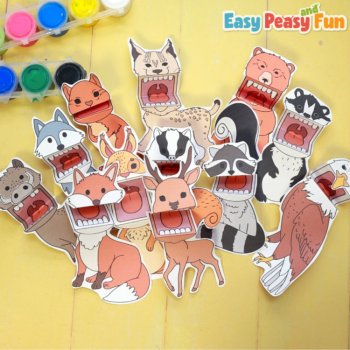 Printable Forest Animal Puppets, Woodland Animals Craft Template, image 3