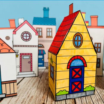 3D Printable Paper Houses Template Craft Activity, image 4
