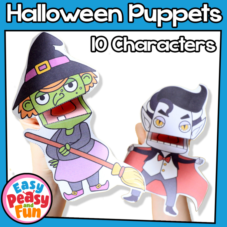 Mini Puppets Halloween Crafts, Printable Halloween Puppets