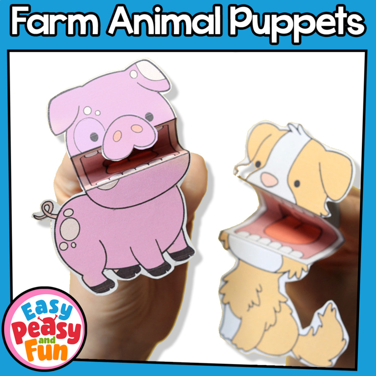 Mini Puppets Farm Animal Crafts, Printable Puppets and Writing Papers