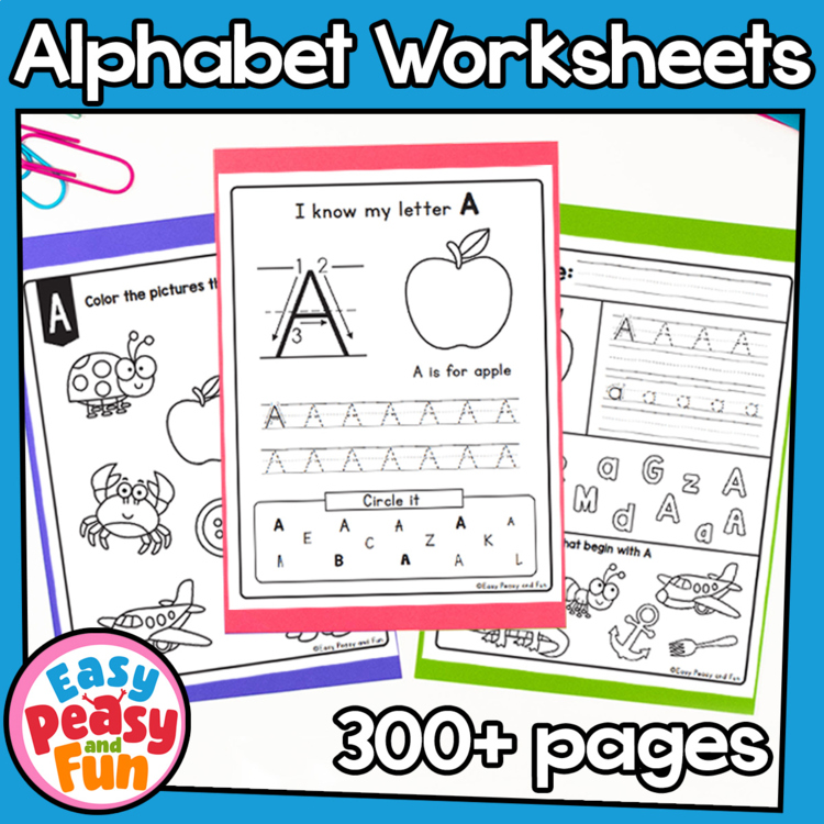 Beginning Sound Alphabet Worksheets, Trace, Letter of the Week, Review