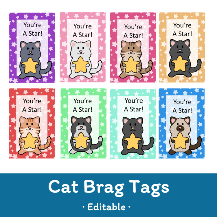 Editable Cat Brag Tags 