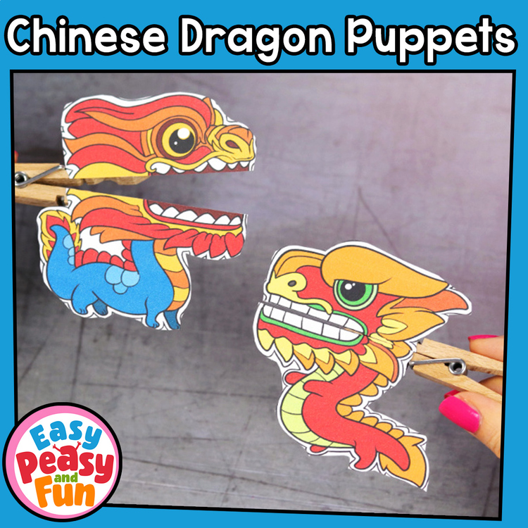 Chinese Dragon Clothespin Puppets, Lunar & Chinese New Year Craft