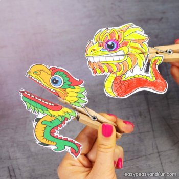 Chinese Dragon Clothespin Puppets, Lunar & Chinese New Year Craft, image 3