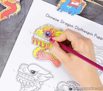 Chinese Dragon Clothespin Puppets, Lunar & Chinese New Year Craft, image 4