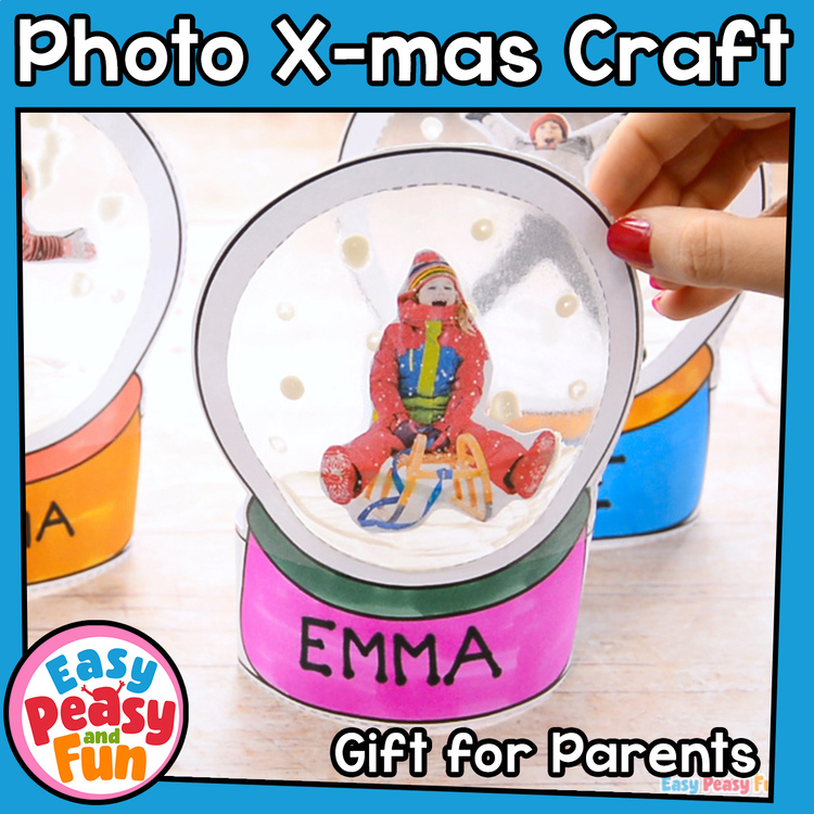 Snow globe Photo Craft Template Keepsake Student Christmas Gifts to Parents
