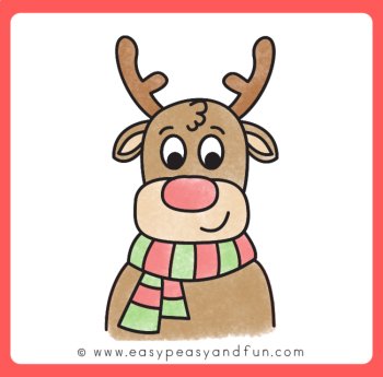 How to Draw a Christmas Reindeer Directed Drawing Step by Step Tutorial, image 3