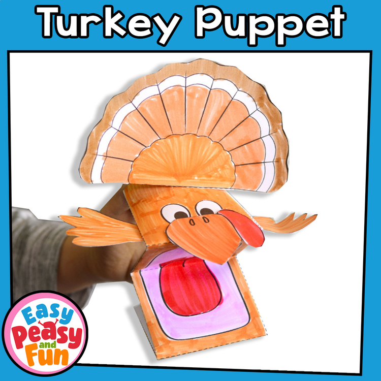 Printable Turkey Puppet Craftivity Template - Thanksgiving Craft Template