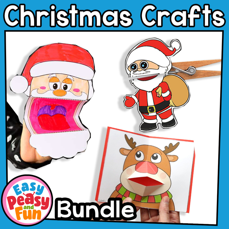 Christmas Crafts Bundle, Printable Craftivity Templates Pack for December