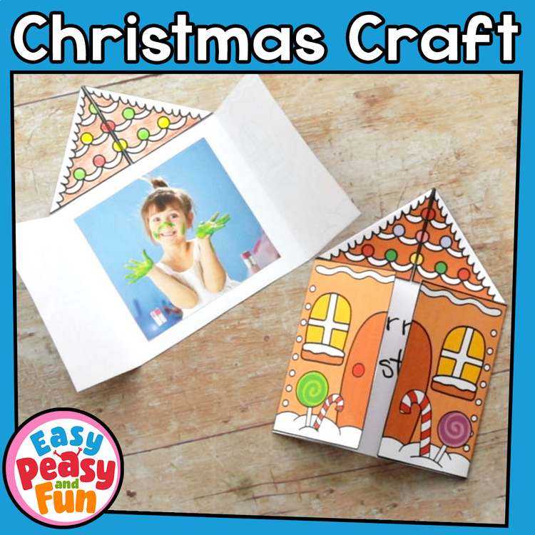 Christmas All About Me & My Family Craft Template, Paper Gingerbread House Card