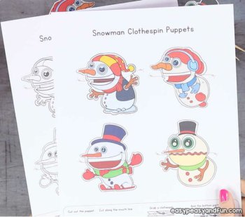 Snowman Craft Snowman Clothespin Puppets Winter Craftivity, image 4