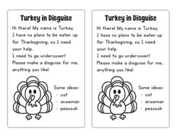 Disguise a Turkey in Disguise Craft, Thanksgiving Project Writing Craftivity, image 2