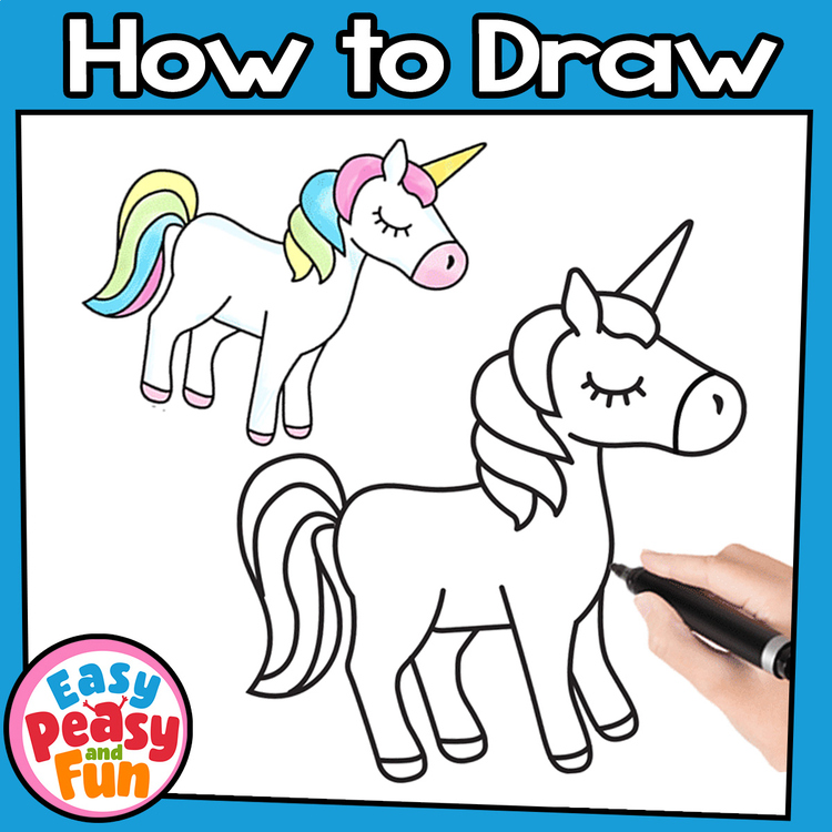 How to Draw a Unicorn Directed Drawing Step by Step Tutorial