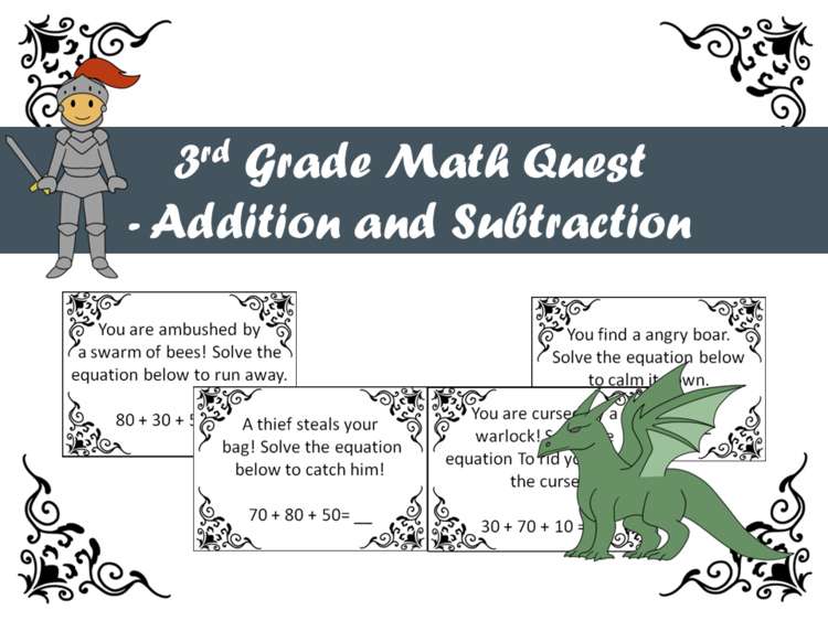 3rd Grade Math Game – Fantasy RPG Addition & Subtraction