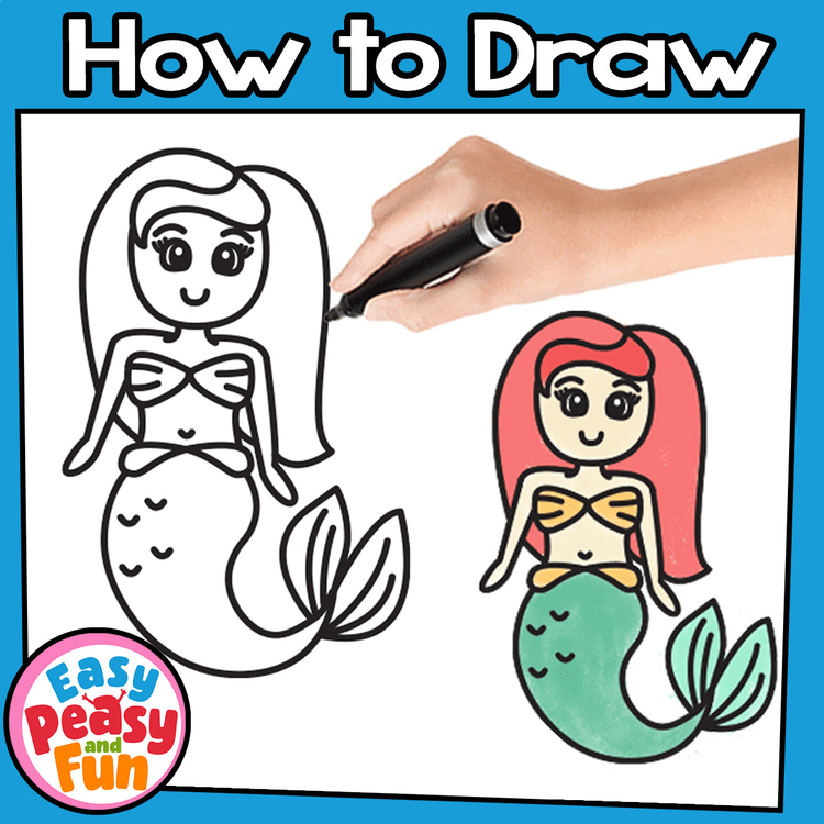 How to Draw a Mermaid Directed Drawing Step by Step Tutorial