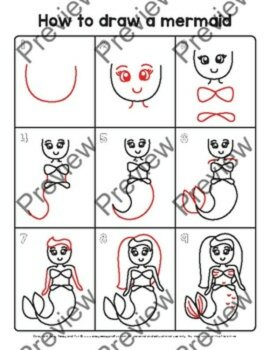 How to Draw a Mermaid Directed Drawing Step by Step Tutorial, image 2