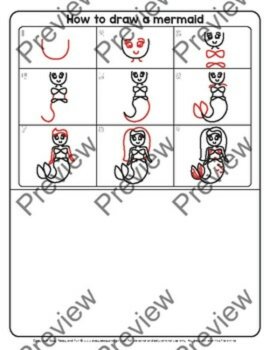 How to Draw a Mermaid Directed Drawing Step by Step Tutorial, image 3