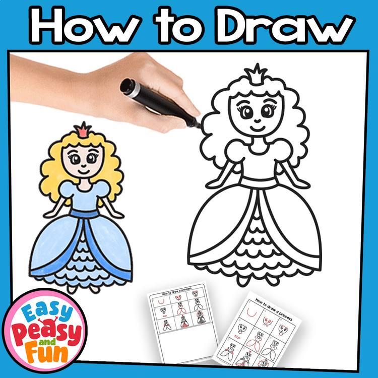 How to Draw a Princess Directed Drawing Step by Step Tutorial
