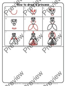 How to Draw a Princess Directed Drawing Step by Step Tutorial, image 2