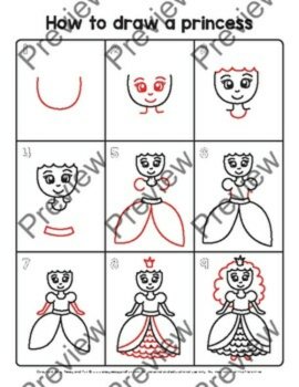 How to Draw a Princess Directed Drawing Step by Step Tutorial, image 3