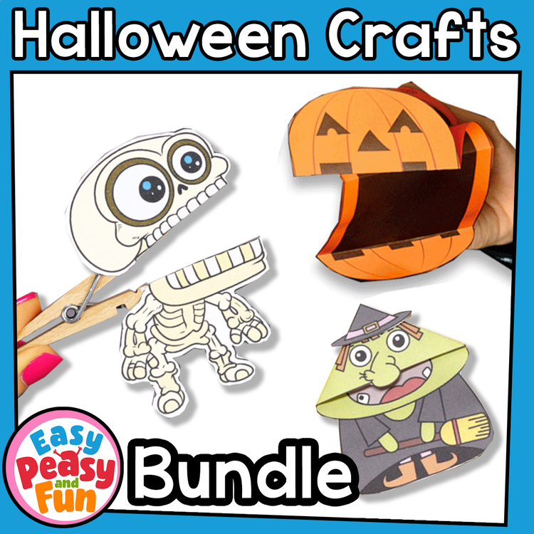 Halloween Crafts Bundle, Printable Craftivity Templates Pack for October
