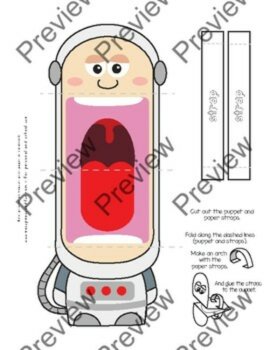 Astronaut Craft Hand Puppet Printable Template, Letter A Craft, image 3