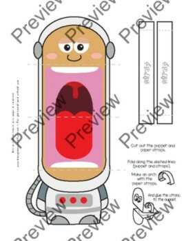 Astronaut Craft Hand Puppet Printable Template, Letter A Craft, image 4