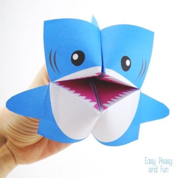 Shark Fortune Teller Craft Cootie Catcher Origami Puppets, image 2