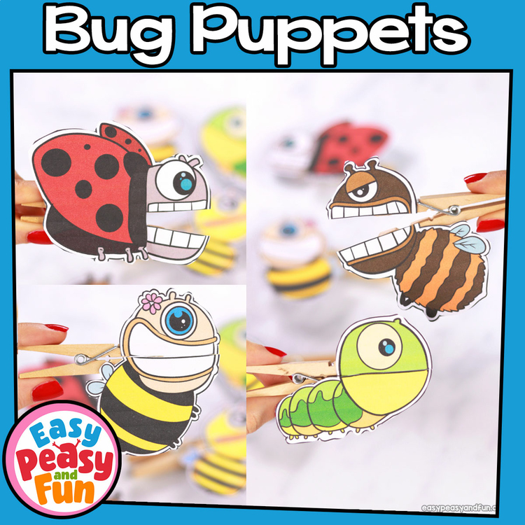 Bug Craft | Clothespin Puppets | Ladybug, Bee, Caterpillar, Butterfly | Insects