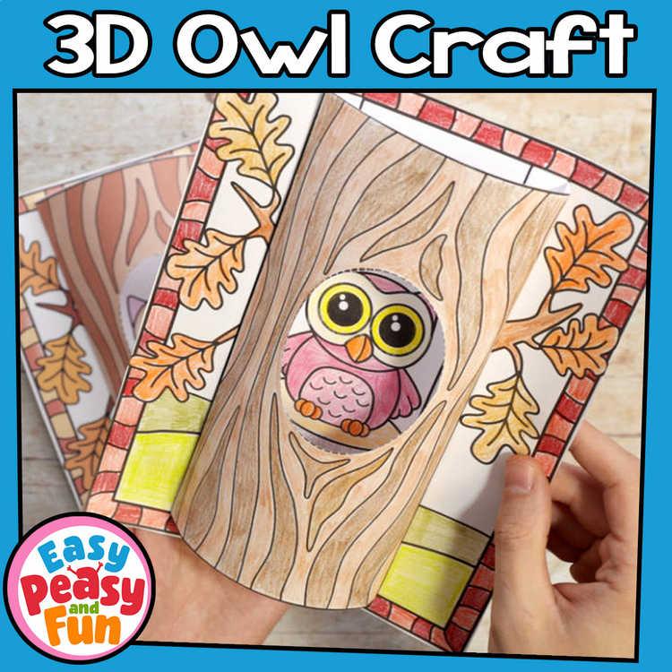 Owl Craft Template | Fall Crafts | 3D Owl Coloring Page