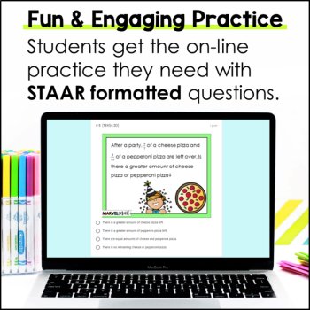 Fraction Task Cards - 4th Grade Fractions TEKS - Online STAAR Review, image 2