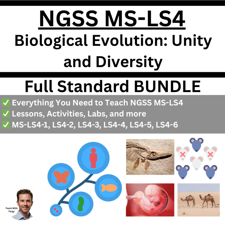 MS-LS4 - Biological Evolution: Unity and Diversity BUNDLE | Fossil Record, Adapt