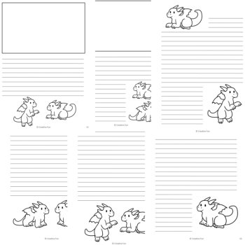Dragon Writing Paper | includes picture boxes and primary lines, image 2