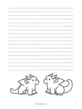 Dragon Writing Paper | includes picture boxes and primary lines, image 3